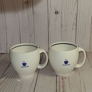 2 STARBUCKS BARISTA Abbey Band Steaming Coffee Mug 12OZ 2003 Vintage